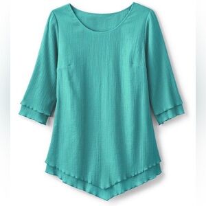 Soft Surroundings Siesta Key Women's Tunic Aqua Sky Large